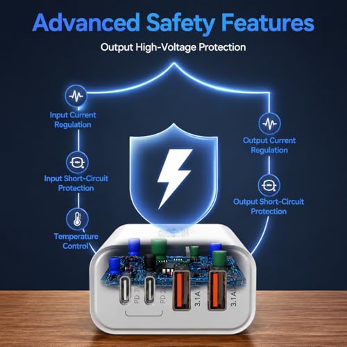USB C Charger Block 40W USB Type C iPhone 18 Pro Charger Fast Charging Plug | 4-Port iPhone 18 Pro Max Charger Cube Plug, USB Wall Fast Charging Brick Power Adapter for iPhone 18/Duo/17/16/15/14 Pro Max