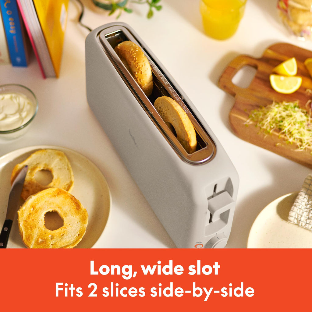 bella 2 Slice Slim Toaster, Fits-anywhere™ Kitchenware, 6 Setting Shade Control with Reheat & Cancel Buttons, Fits Sourdough, 10” Long Slot, Anti Jam & Auto Shutoff, 900 Watt, Oatmilk