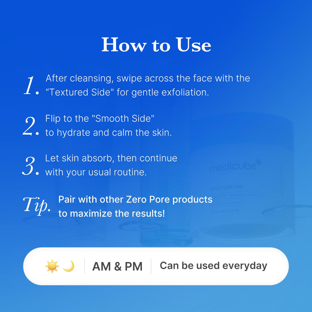 medicube Toner Pads Zero Pore Pad 2.0 for Exfoliation and Pore Care | Dual-Textured Facial Pad with 4.5% AHA Lactic Acid, 0.45% BHA Salicylic Acid - For All, Korean Skin Care, 70 Pads, 1 Pack