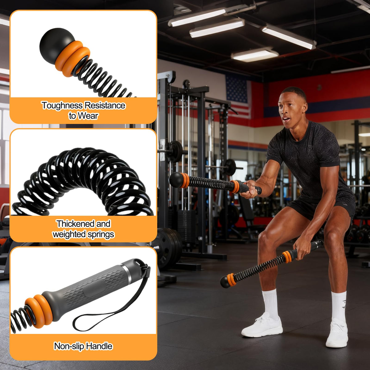 Ropeless Battle Ropes for Home Gym,Cordless Battle Rope for HIIT & Cardio | Weighted Ropeless Battle Rope,Adjustable,Strength Building,Cardio Fitness,Arm Trainer Workout Equipment for Men Women