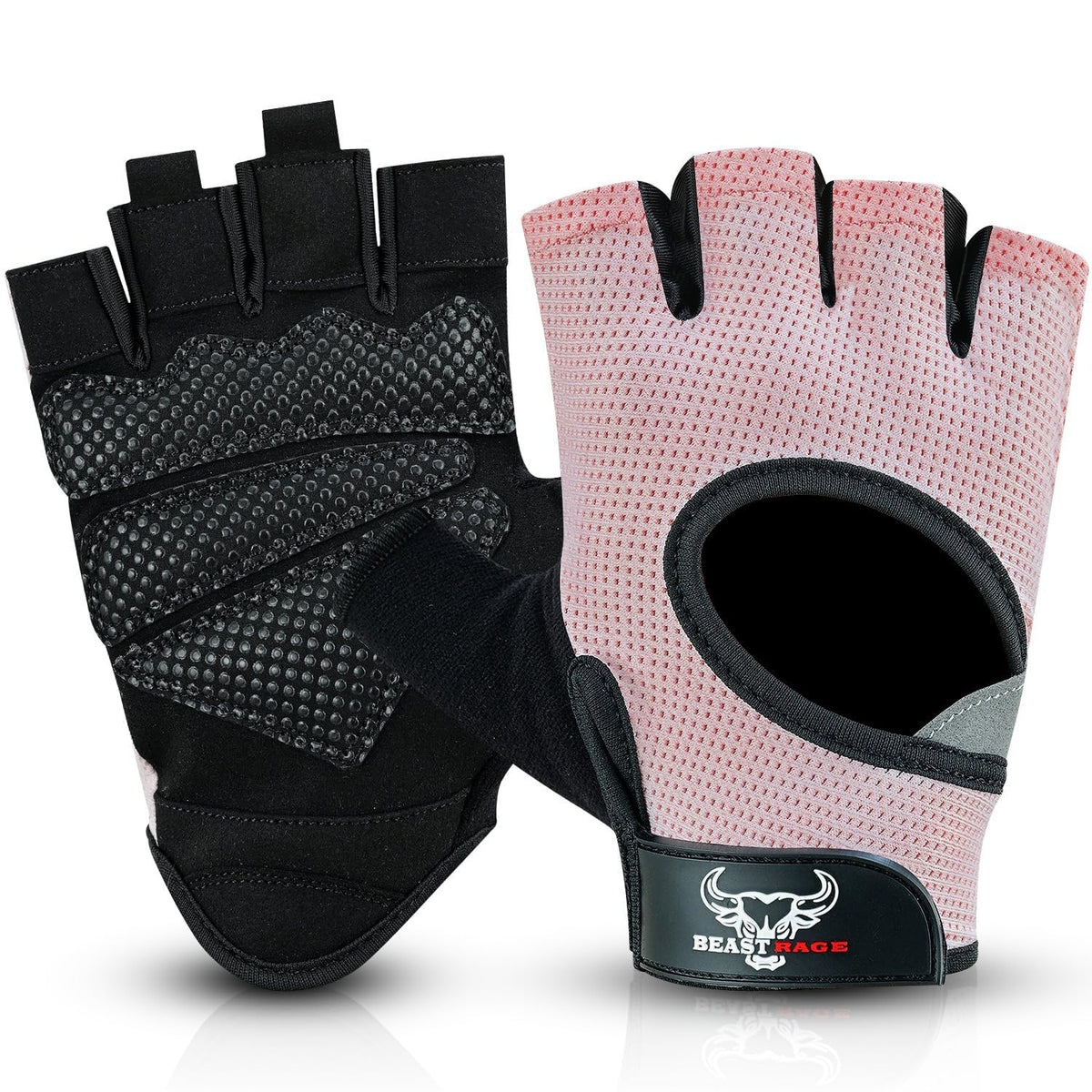 BEAST RAGE Workout Gloves for Men and Women, Fingerless Weight Lifting Gloves with Palm Protection Padding, Breathable and Lightweight Gym Gloves for Weightlifting, Cycling, Exercise, Training Pull Up