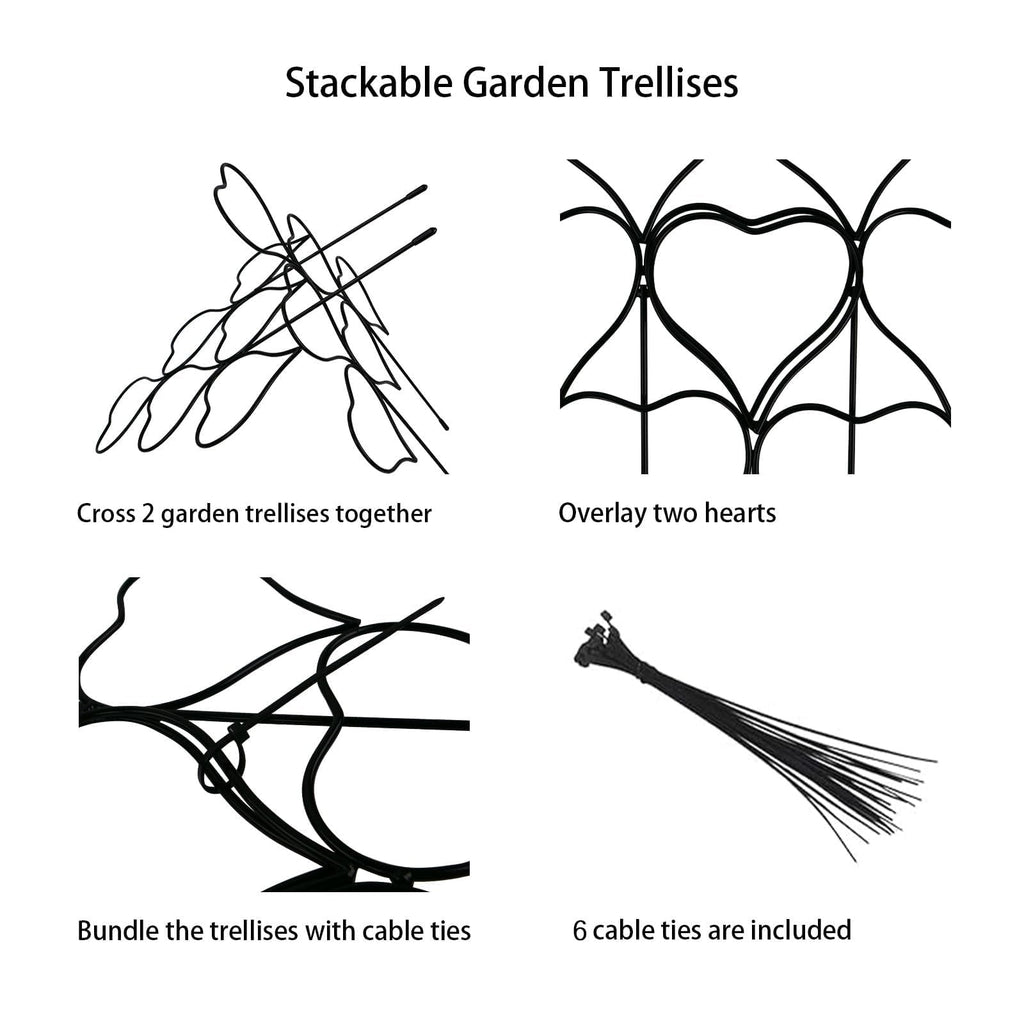 Plant Trellis for Climbing Plants Indoor Outdoor, Trlzey 3 Pack Stackable Metal Trellis - Small Garden Trellis for Potted Plants, Vine Support for Ivy, Flowers, DIY Home Deco