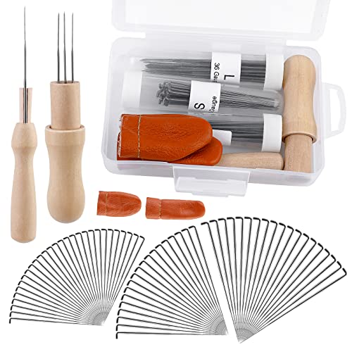 Mayboos 74 Pcs Felting Needles 36/38/40 Gauge Needle Felting Supplies | Needle Felting Tools with 3 Sizes Felting Needles Wooden Handle for Beginner Professional