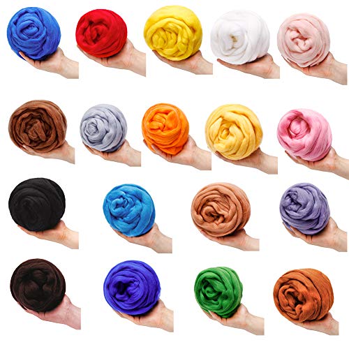 3.53oz Needle Felting Wool Roving for Needle Felting White Felting Wool | Wool Roving Bulk Roving Wool for Felting Pure Wool Chunky Yarn Spinning Wet Felting Diy Hand Spinning
