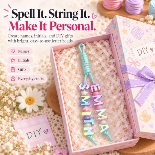 76Pcs Bubble Letter Beads, 20mm Large Hole Beads for Keychains | Each A-Z character appears twice or more, with extra vowels and common characters for names, bag charms and backpacks.