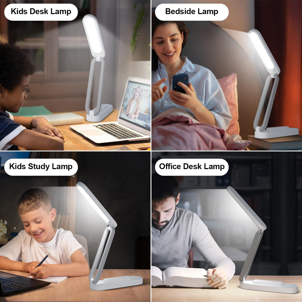 Giryuhd LED Desk Lamp for Office Home & Battery Operated Lamp Rechargeable Lamp Foldable & Portable Light, LED Desk Light Strip, 3 Brightness Dimmable Small Desk Lamp Wireless Reading Lamp (White)