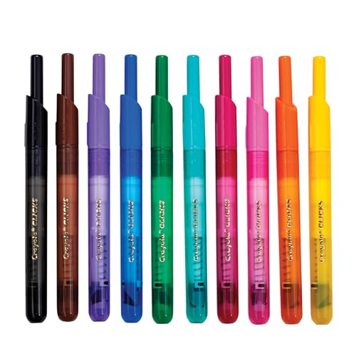 Crayola Clicks Retractable Tip Markers (10ct), Washable Cone Tip Art Marker Set, Cute Aesthetic School Supplies, Classroom Must Haves, Ages 8+