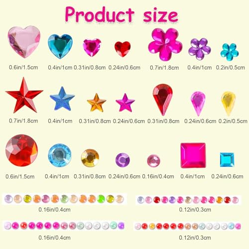 EODIEBN 3228pcs Gems Stickers, Self Adhesive Rhinestone Jewel Gems | Acrylic Gems DIY Craft Decorative Diamond Stickers, Assorted Shapes Jewels Rhinestones Sticker, Gem Sticker Crafts Set