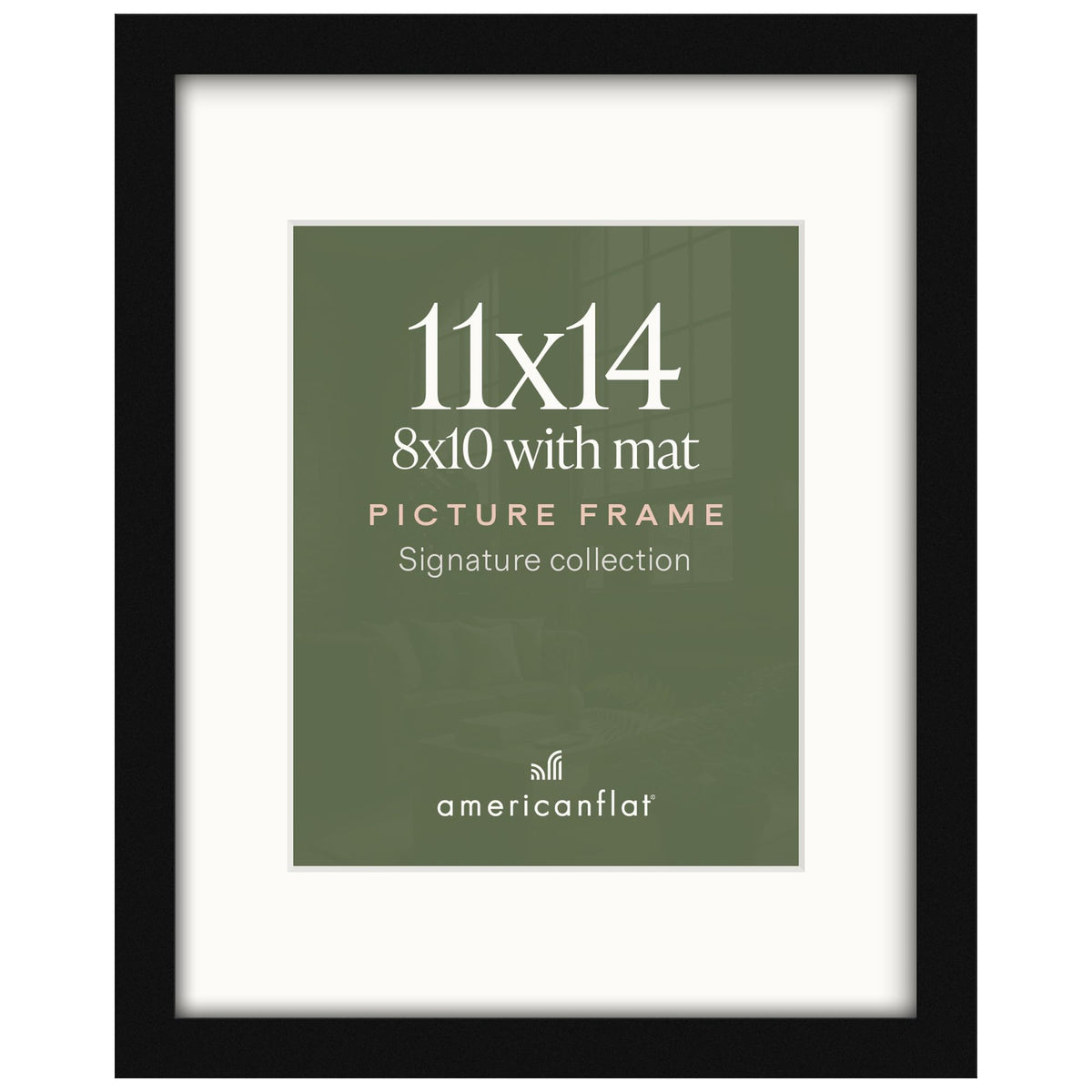 Americanflat 11x14 Picture Frame - Matted to 8x10 - Engineered Wood - Black | Shatter-resistant glass, hangs vertical or horizontal, sawtooth hangers included, use with or without mat