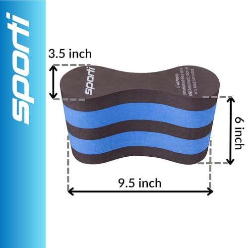 Sporti Unisex-Adult Swim Training Pull Buoy Leg Float, EVA 5-Layer | 9.5 x 3.5 x 6 In, Upper Body Drills, Muscle Conditioning, Pool Beginner To Advanced, Training Aid, Swimmer Accessories