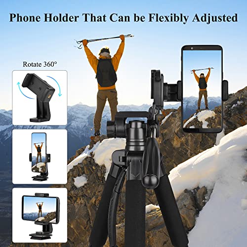VICTIV 74” Camera Tripod, Tripod for Camera and Phone with Phone Holder | Aluminum Professional Tripod Stand for Canon Nikon with Carry Bag, Compatible with DSLR, iPhone, Spotting Scopes, Gopro