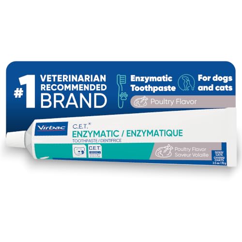 C.E.T. Enzymatic Toothpaste for Dogs and Cats, Poultry, 2.5oz | Plaque and tartar control for fresh breath, pet dental care toothpaste, Dual enzyme system, poultry flavored toothpaste
