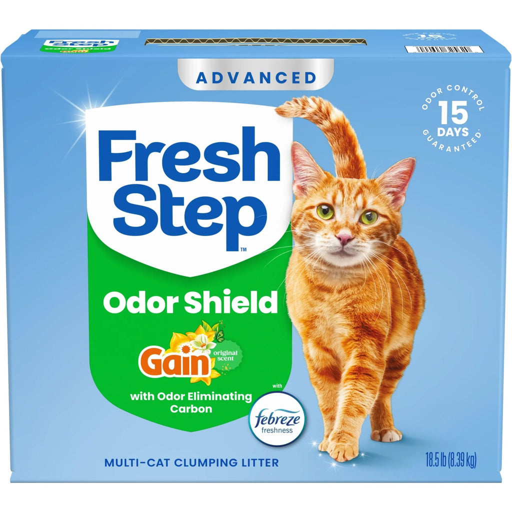 Fresh Step Advanced Odor Shield Clumping Cat Litter with Gain, 18.5 lb, 2Pk | Odor Shield with Ammonia Block Technology, Low Dust, Multi Cat, Compatible with Most Automatic Litter Boxes