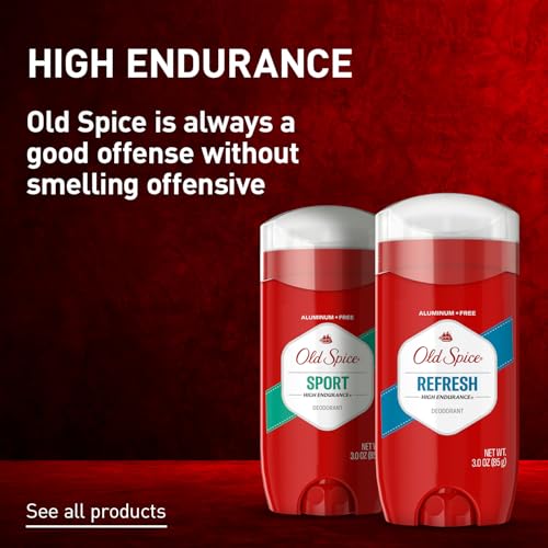 Old Spice Deodorant for Men, Aluminum Free, Sport Scent, 3.0 oz Pack of 3 | 24/7 Odor Protection | 24/7 Freshness & Long-Lasting Scent | Goes on Clean | Citrus & Amber Notes | High Endurance Collection