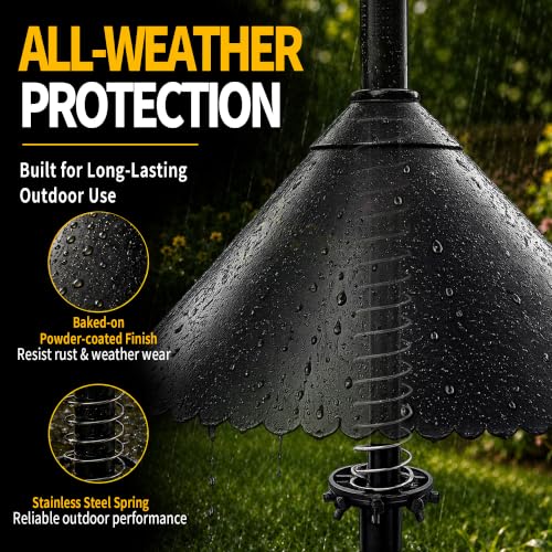 eWonLife 19 inch Metal Squirrel Baffle for Bird Feeder Pole | Easy-Clean Cone, Rust-Resistant Coating, Stainless Steel Wobble Spring, Heavy-Duty Squirrel Deterrent, Easy Installation