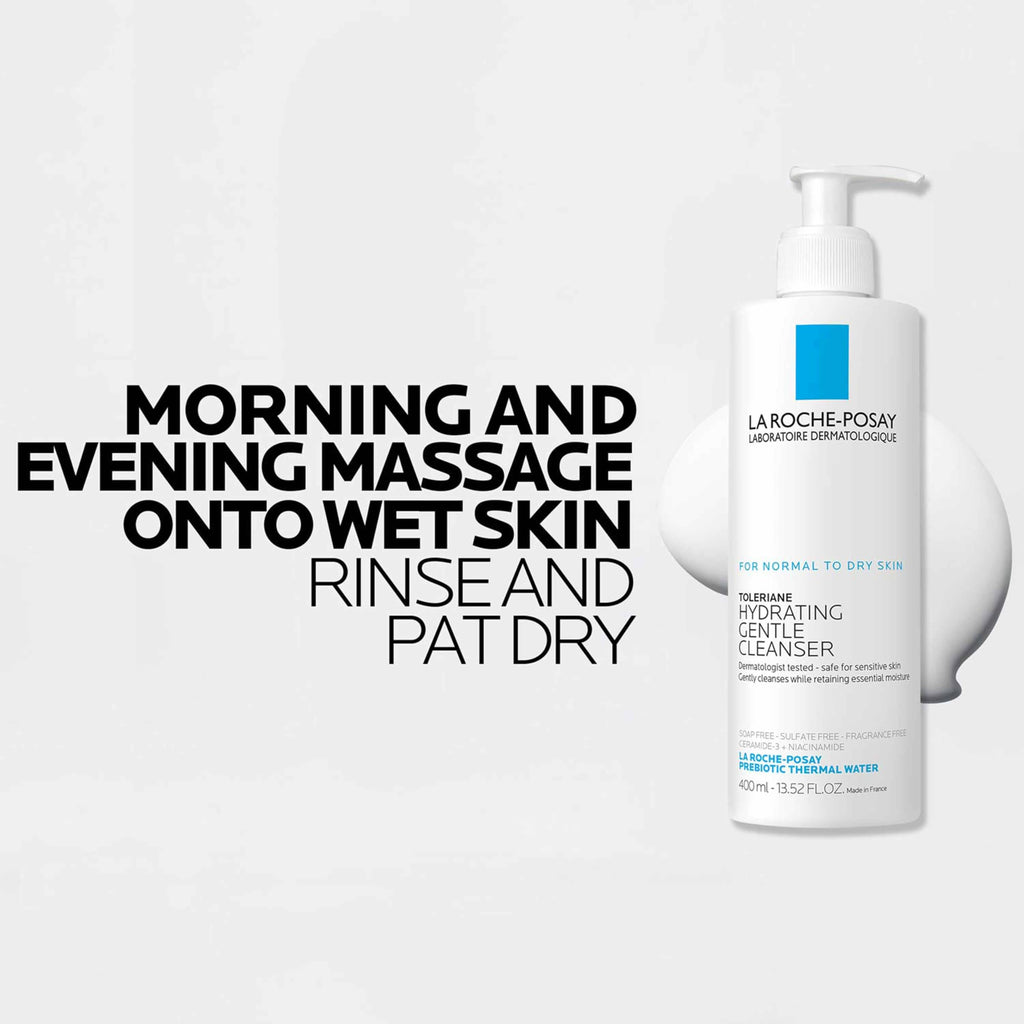 La Roche-Posay Toleriane Hydrating Gentle Facial Cleanser, with Niacinamide | Face cleanser with niacinamide & ceramides, safe for sensitive skin. Daily face wash for normal to dry skin, fragrance free.