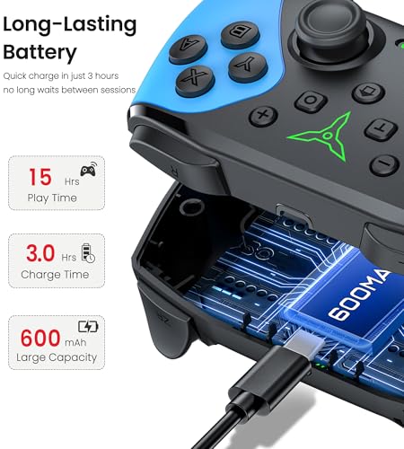 Wireless Switch Controller for Nintendo Switch/Switch 2/Lite/OLED Controller, Switch Controller with a Mouse Touch Feeling on Back Buttons, Extra Switch Pro Controller with Wake-up,Programmable, Turbo Function
