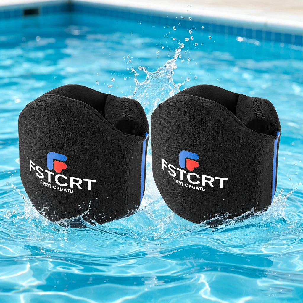 Fstcrt 2 Pcs Foam Aquatic Cuffs Exercise Equipment, Water Aerobics Float Ring with Adjustable Webbing, Pool Exercise Workout Set, Water Ankle Ring for Adults