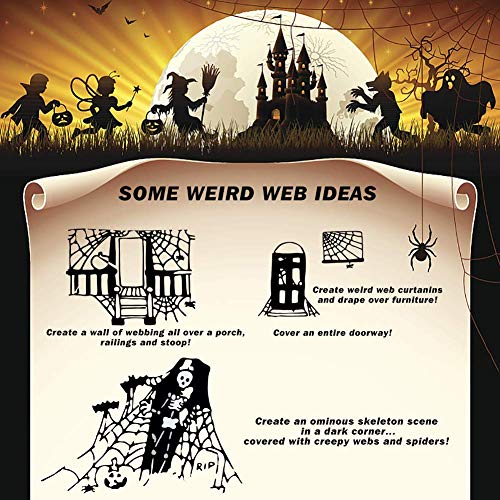 1000 sqft Spider Webs Halloween Decorations with 30 Fake Spiders | Super Stretch Cobwebs for Halloween Indoor and Outdoor Party Supplies