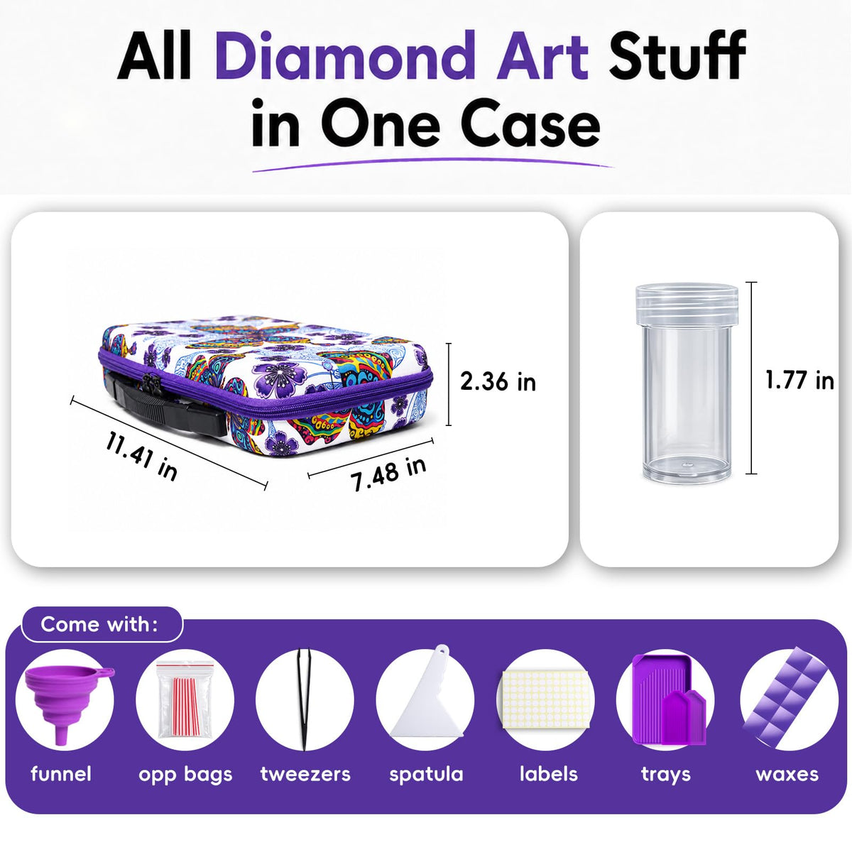 ZORETCO Diamond Painting Storage Case, 60 Slots Diamond Art Kits for Adults | Portable Bead Organizer Box, Diamond Art Supplies Storage for Rhinestones, Gem, Diamond Painting Accessories and Tools
