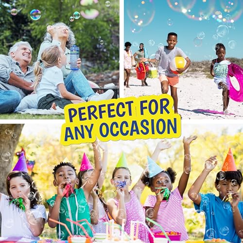 Sunny Days Entertainment Bubble Solution 64 oz - Non-Toxic - 3+ Years | Includes Wand, Easy Grip Bottle, For Machines And Wands, 11 in Tall, 4.2 lb, Ages 36 Months Up, Holiday Theme