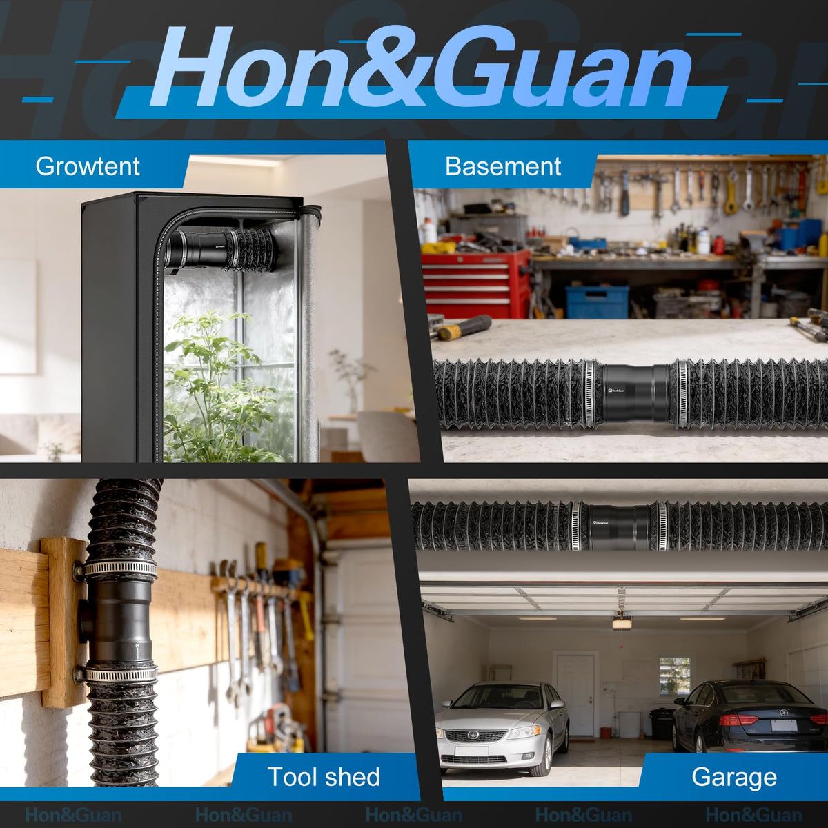 Hon&Guan 4 Inch Inline Booster Duct Fan with Speed Controller - 130 CFM Airflow with 6W Ultra-Low Power and Low Noise