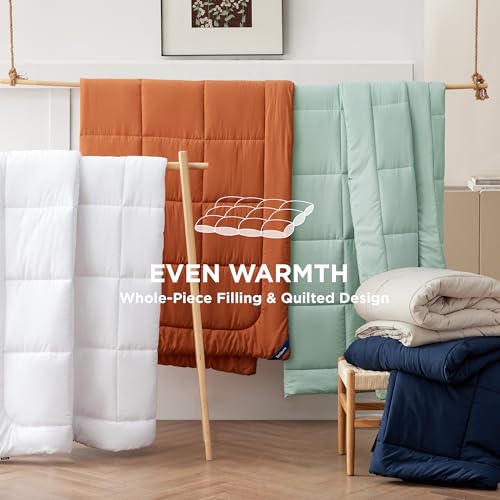 Bedsure Comforter Duvet Insert, Quilted Bedding Blanket, Oeko-TEX | People & Editor-Tested Comforter, Down Alternative Fill, 8 Corner Tabs, Machine Washable, White, Queen, 88 x 88 Inches