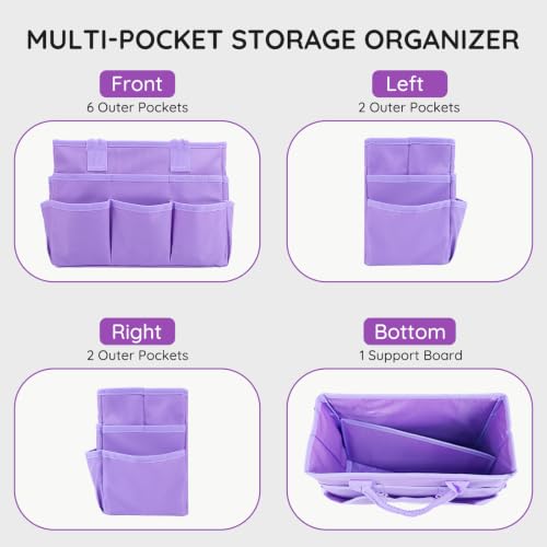 AUVCAS Craft Organizer Tote Bag, Art Supply Organizer Bag for Art Supplies | 10 Pockets,Portable Handle,Collapsible Design,Reinforced Base,Sturdy Art Caddy Bag for Scrapbooking,Craft,Art,Sewing