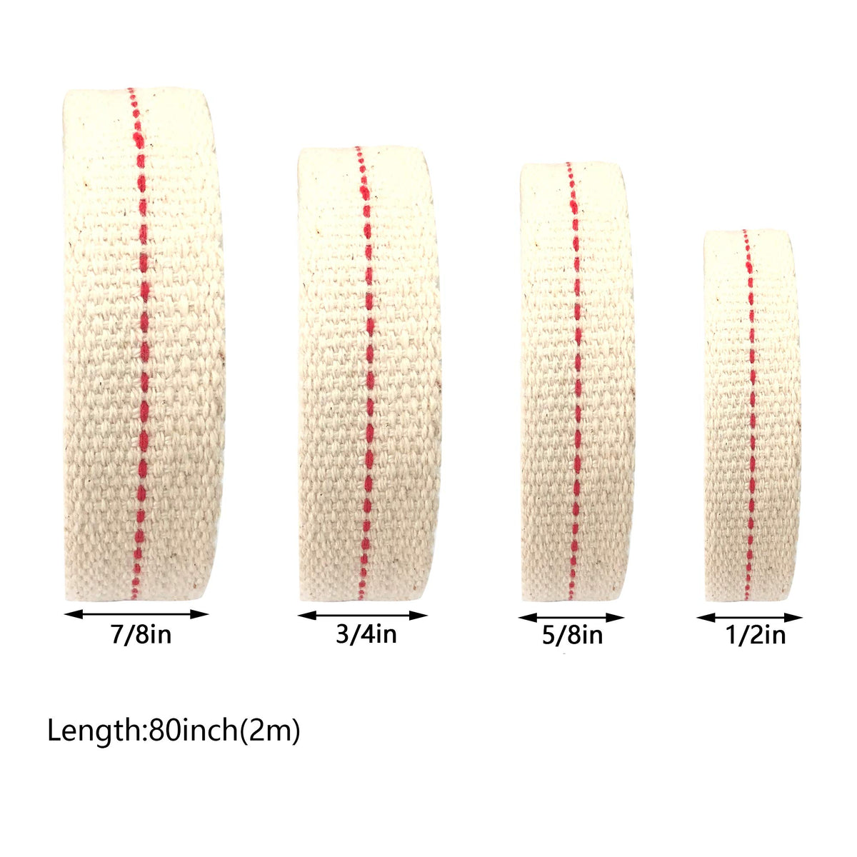 6.5 Feet Cotton Wick 1/2 Inch 3/4 Inch 5/8 Inch 7/8 Inch Oil Lamp Wick Replacement for Candle Burner Lantern Stove Supplies 4 Rolls