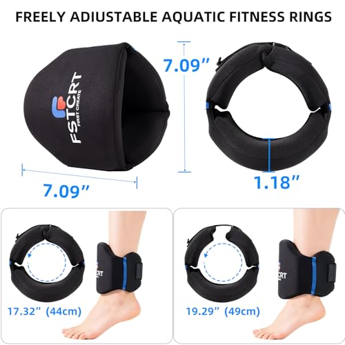 Fstcrt 2 Pcs Foam Aquatic Cuffs Exercise Equipment, Water Aerobics Float Ring with Adjustable Webbing, Pool Exercise Workout Set, Water Ankle Ring for Adults
