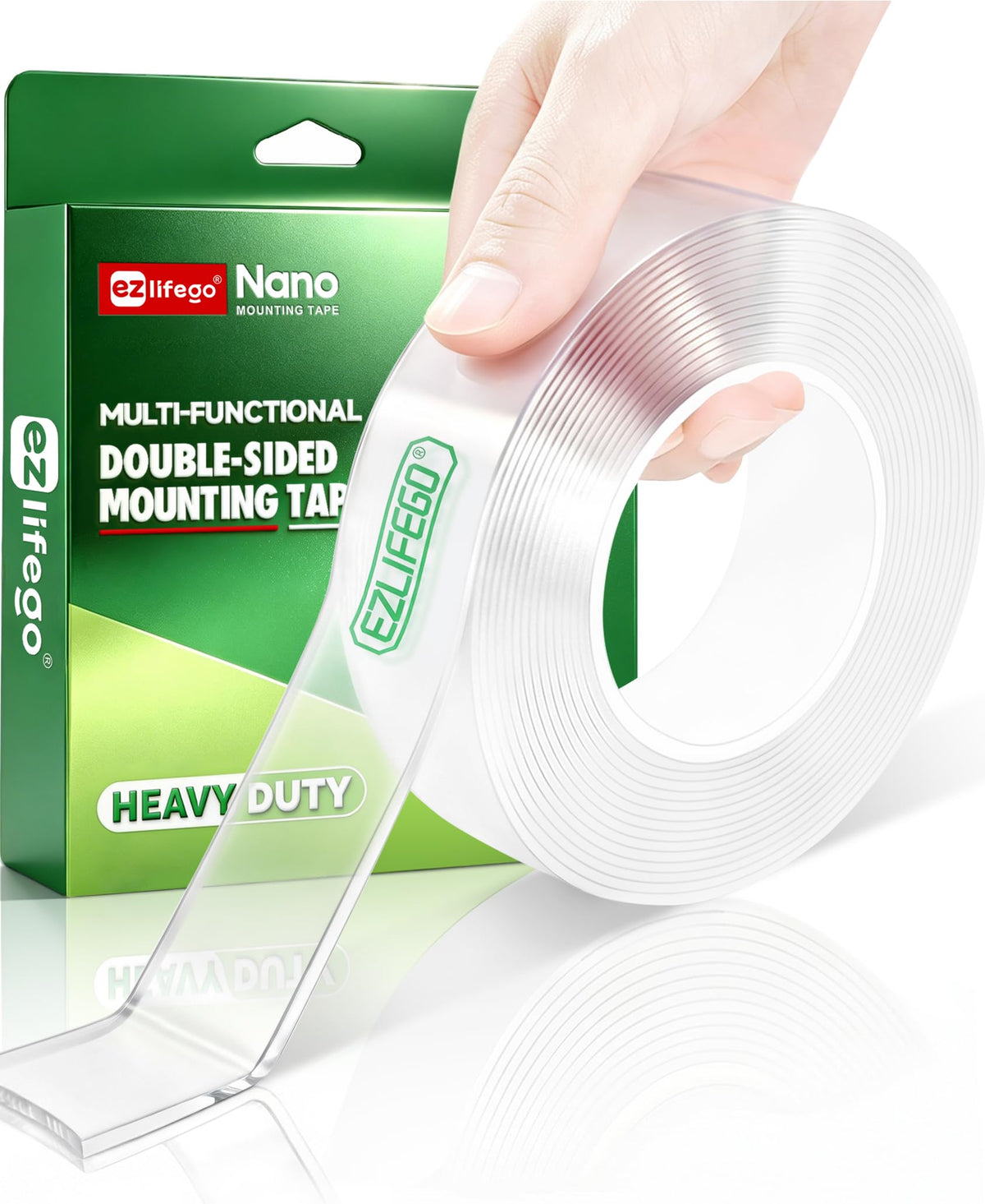 EZlifego Heavy Duty Invisible Bond Nano Double Sided Mounting Tape, 9.85FT | Nano-Tech, Holds up to 72 lbs, All-Purpose, Instant Hold, Industrial-Strength Adhesive, Indoor & Outdoor Decor,Back to School