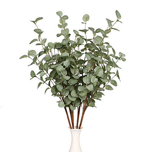 VGIA 6 Pcs 27" Eucalyptus Stems Greenery Stems Eucalyptus Leaf Spray in Green Silk Plastic Plants Floral Artificial Plants for Home Party Wedding Decoration