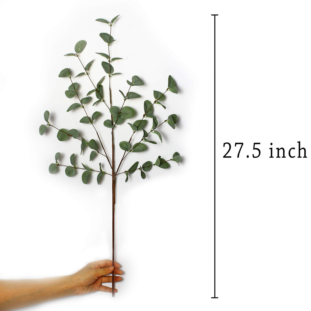 VGIA 6 Pcs 27" Eucalyptus Stems Greenery Stems Eucalyptus Leaf Spray in Green Silk Plastic Plants Floral Artificial Plants for Home Party Wedding Decoration