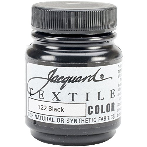 Jacquard Textile Color Black - Permanent Fabric Paint for Clothes, Furniture Upholstery, Shoes or Tote Bags – Indoor & Outdoor 2.25 Oz Jar, Upholstery