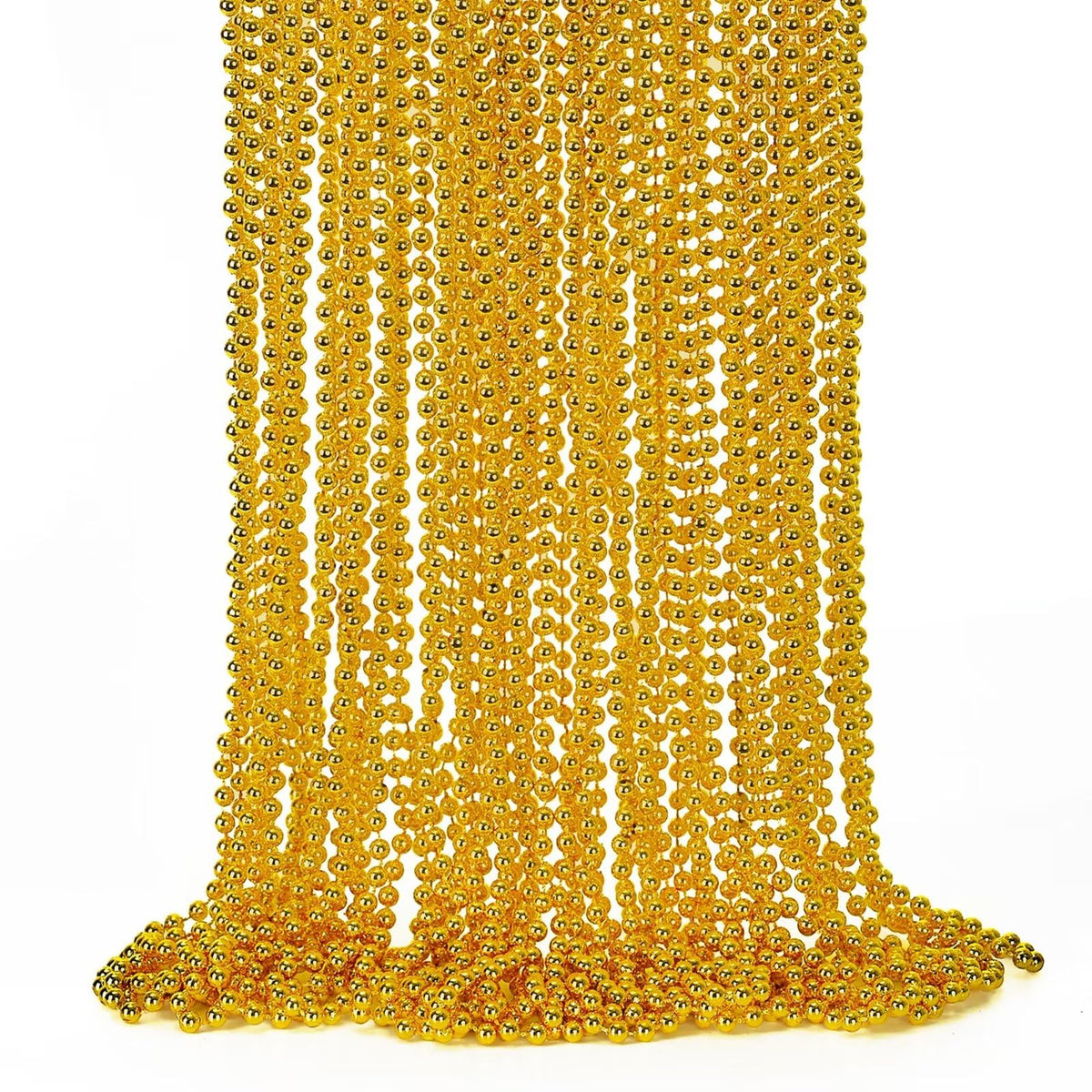 EOBOH 12PCS Mardi Gras Beads, Gold Beaded Necklace Stuff Set, 33" Mardi Gras Christmas Beads Necklace Costume Bulk, Festival Parade Throw Accessory Sets for Mardi Gras St Patricks Day Celebrations