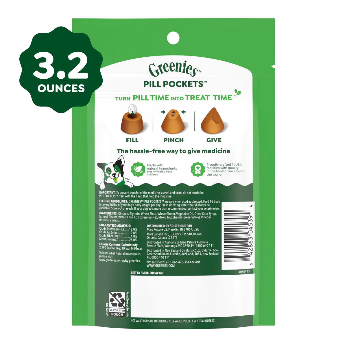 Greenies Pill Pockets Small Dog Treats, Chicken Flavor, 3.2 oz | Vet-recommended, masks pill smell & taste, easy pinch-close design, stress-free medicating, tablet size, 3.2 oz. Pouch