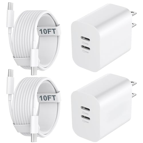 iPhone 18 Duo 17 16 Charger Fast Charging 10 FT Long iPhone USB C Charger | 20W Dual Port Type C Fast Charger Block for iPhone 18 17 16 15 Pro Max/18 17 16 15 Pro/17 15 15/Air, iPad Pro, Android Phone