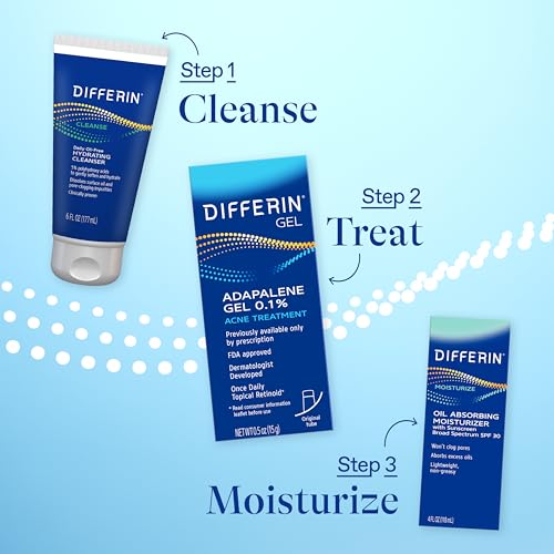 Differin Acne Retinoid Treatment Gel, 0.1% Adapalene, 15g Tube | Over-The-Counter Retinoid, Clears Acne And Prevents Breakouts, Gentle For Sensitive Skin, 30-Day Supply, 15G Tube
