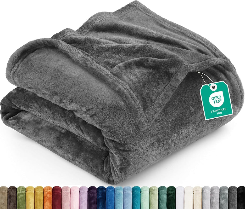 Utopia Bedding Ultra Soft Fleece Bed Blanket Queen Size Grey (90x90 Inches) | Microfiber Plush Warm Lightweight Breathable Cozy Blanket Anti-Static, All Season Use, Gift for Women and Men