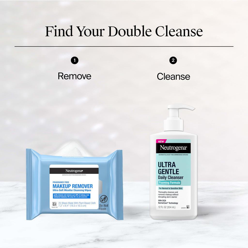 Neutrogena Makeup Remover Towelettes, Daily Single Face Towelettes, 20 Ct | Makeup Remover, Makeup Removing Cleansing Wipes, Suitable for Dirt & Oil Removal, Alcohol-Free