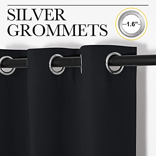 NICETOWN Black Blackout Curtains for Bedroom 42" Wide x 63" Long 2 Panels | Solid Grommet Thermal Insulated Drapes, Noise Reducing, Light Blocking, Room Darkening Decor for Kitchen Window Treatments