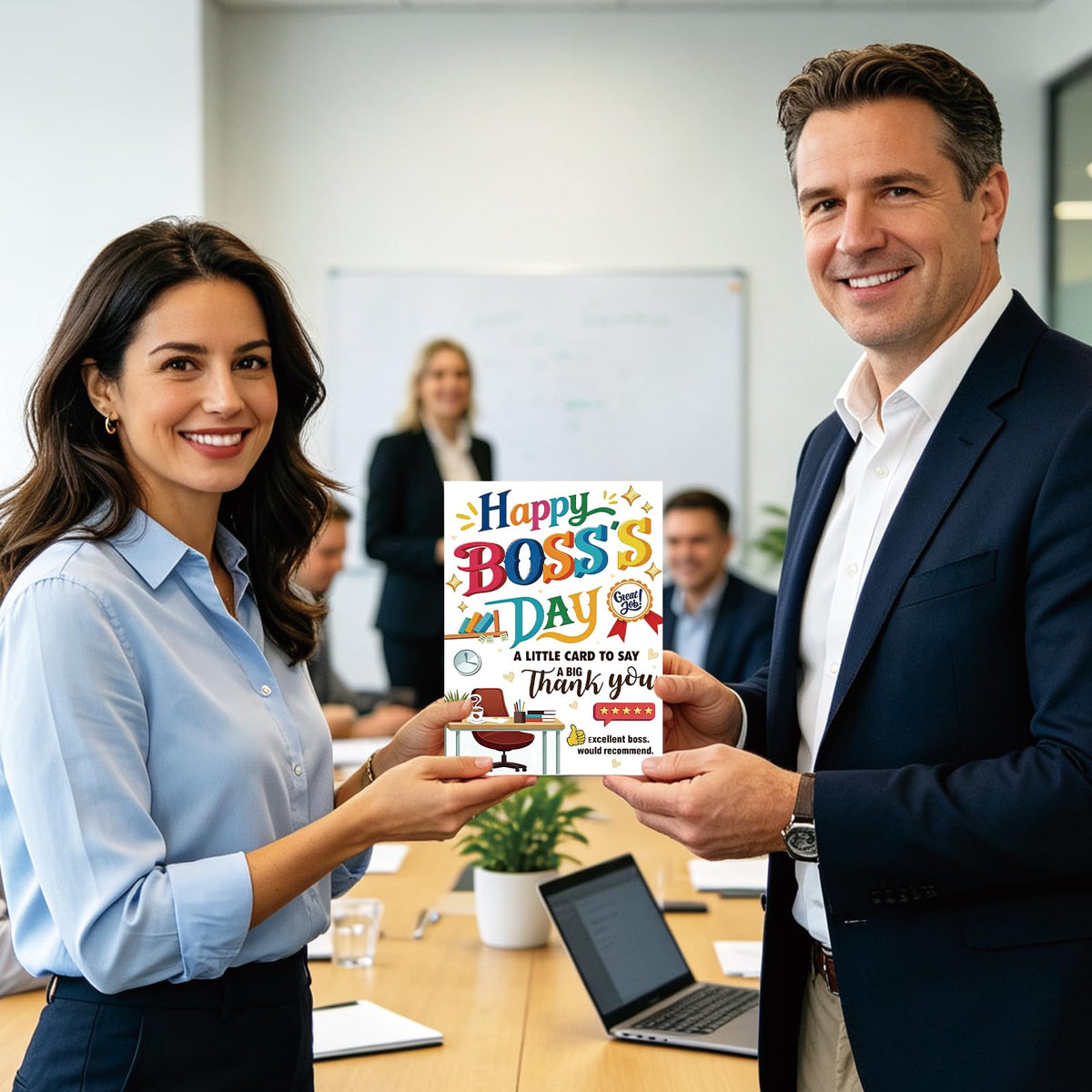 Zyulin Boss Day Card, Happy Boss's Day Card Gifts for Men Women | Thank You Boss Day Card with 5-Star Leader Message, Funny Boss Appreciation Card from Employees