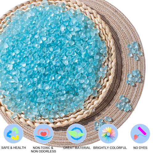 Keedolla Ice Blue Sea Glass Marbles Stones Frosted Glass Pebbles Gemstones for Aquarium Rocks, Fish Tank Gravel, Vase Fillers, DIY Crafts - 230g/8oz