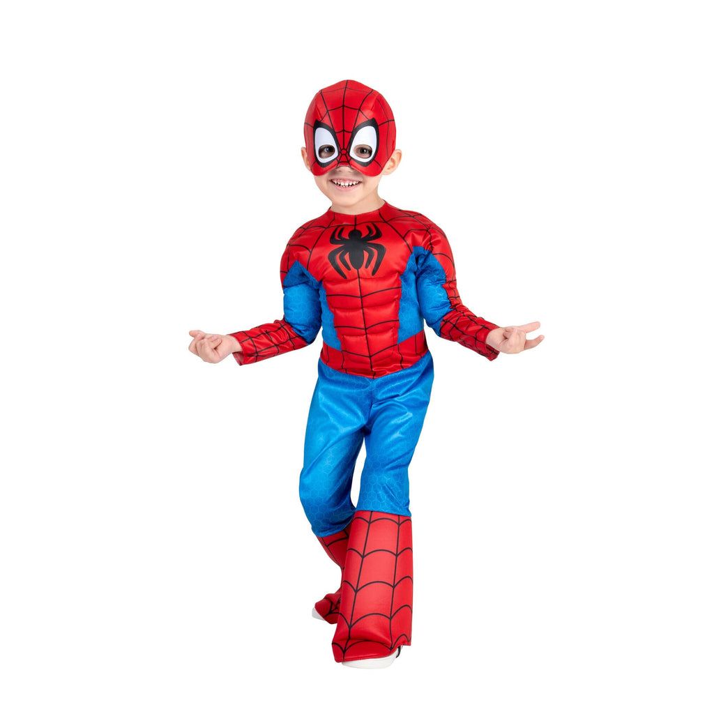MARVEL Official Toddler Deluxe Halloween Costume - Premium Quality Padded Jumpsuit and Fabric Headpiece (3T-4T)