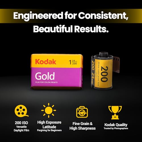 Kodak Gold 200 35mm Film Roll 24 Exp 3 Rolls with Sturdy Tiger Storage Case