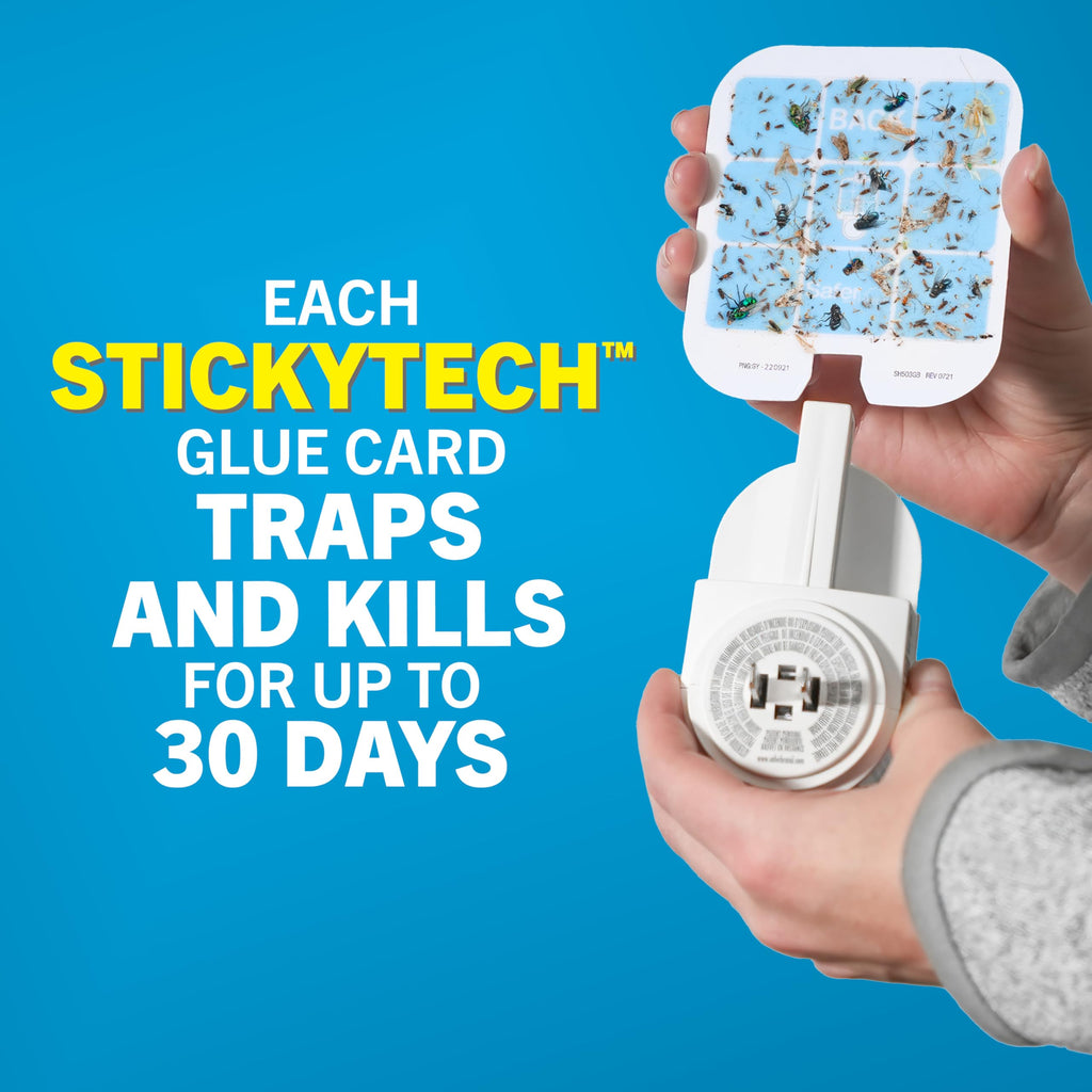 Safer Home Flying Insect Trap, Plug-In Fruit Fly Trap for Indoors, 1-Pack | Flying Insect, Moth, & Gnat Trap, Fruit Fly Killer, Fly Catcher, 24/7 Catch, Chemical-Free, 1 Trap + 2 Glue Cards, SH502