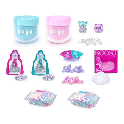 GUI GUI Slime Kit Shimmer Deluxe 2-Pack, Iridescent Slimes | Includes Shimmer & Crystal Pearl slimes, Pearl Bead Booster, Glow-Up sachets; slime kit for girls ages 6+