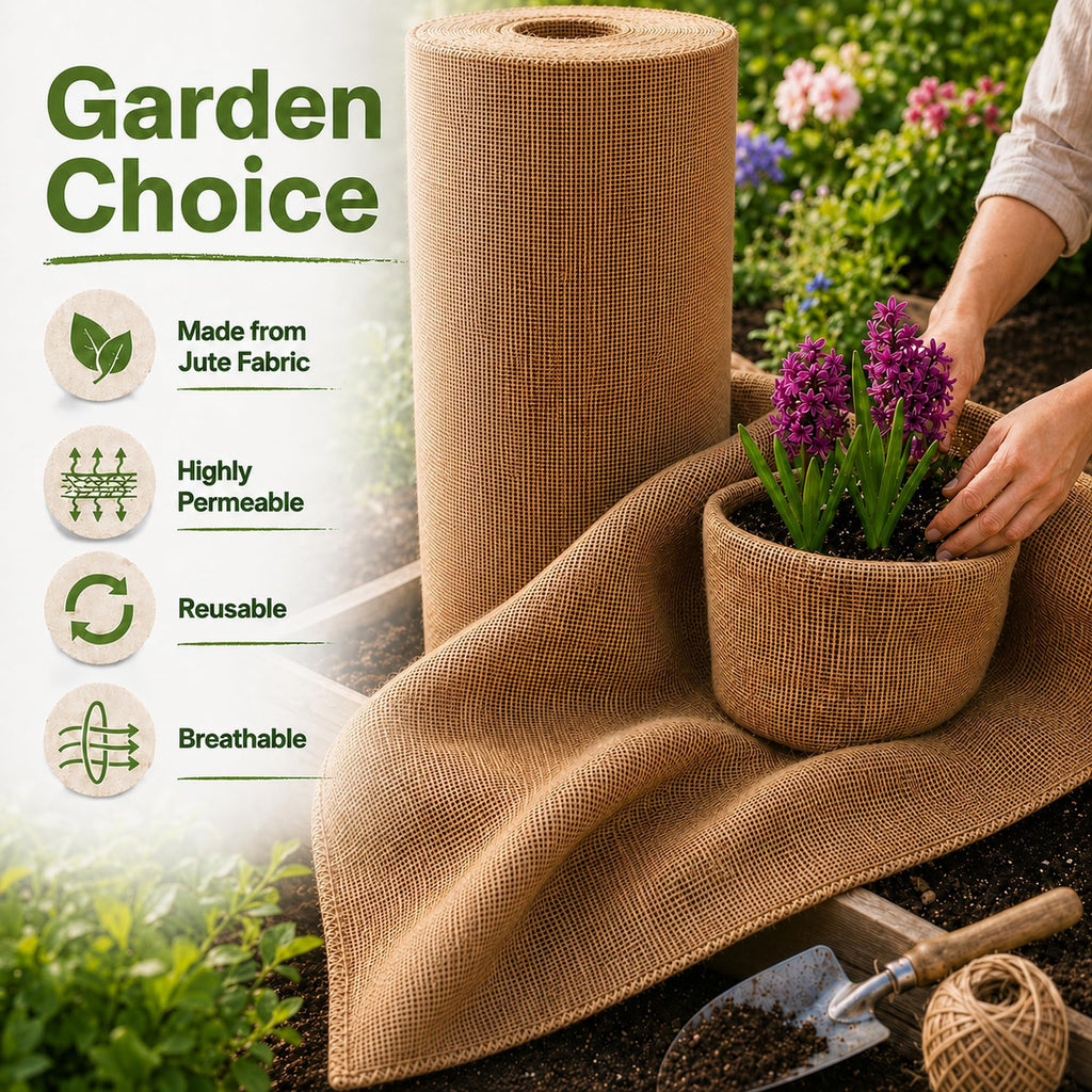RAINFLOW 19.7" x 13 Feet Burlap Fabric Roll - Natural Jute Burlap Roll | Multipurpose Garden Fabric for Weed Barrier, Tree Wrap, Plant Cover, Landscaping, Farmhouse Decor, Wedding Decor & Crafts