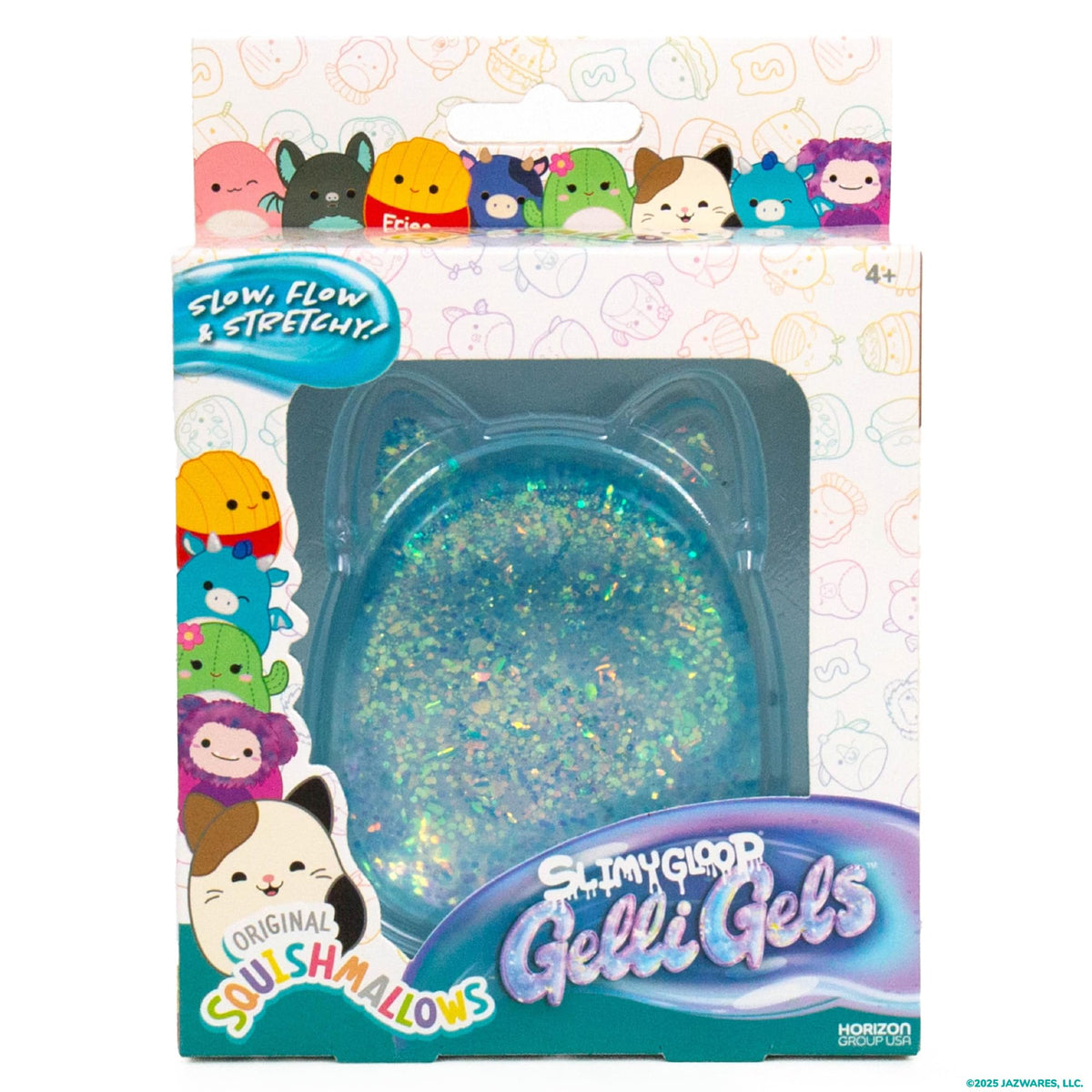 Horizon Group USA Slimygloop Gelli Gels, Blue Squishmallows | Slow-Flow Glitter Squishy Sensory Toys, Squeeze Stress Ball for Kids and Teens, Satisfying Sugar Squish Fidget