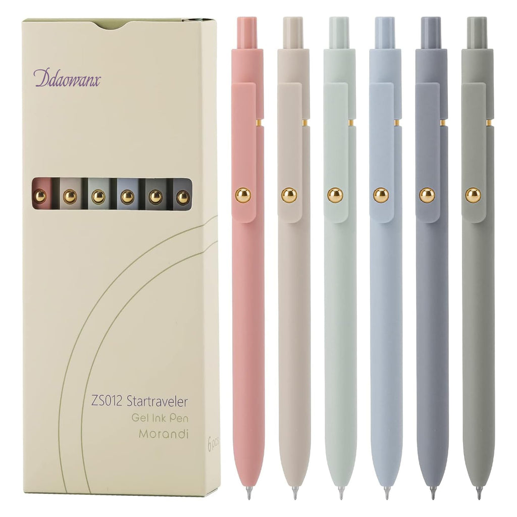 Ddaowanx Gel Pens,6 Pcs 0.5mm Retractable Quick Dry Black Ink Pens | Fine Point Smooth Writing Pens for Nurses,Teachers,Cute Stationery Office&School Supplies,Gifts for Women